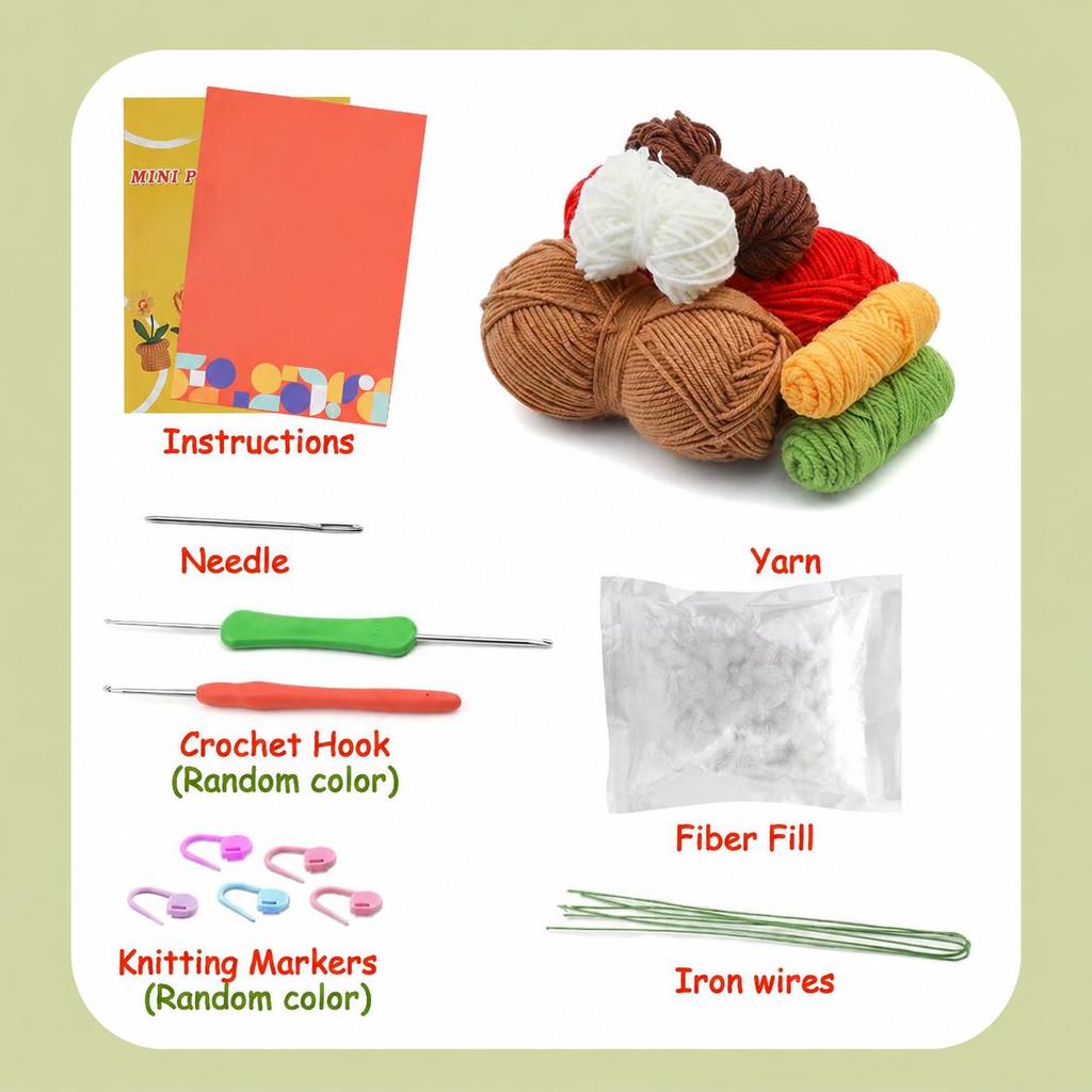 Crochet Kit for Beginners 6 Pcs Crochet Potted Flowers Kit Red Complete Crochet Kit for Beginners Adults with Step by Step Instructions and Video