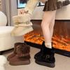 Winter Thick Sole Tubular Short Fur Snow Boots Women Mid-Calf Spliced 43 Size Boots Korean Style round Toe Rubber Outsole
