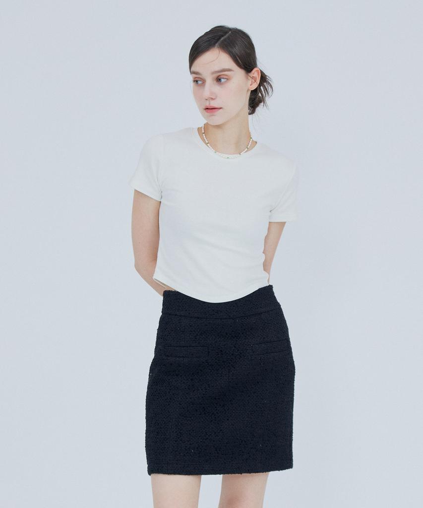 Pin Black Classic Tweed Skirt Black