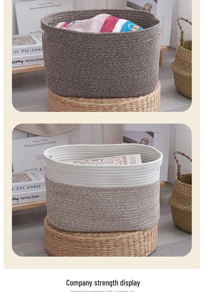 Large Cotton Rope Woven Basket for Living Room Storage - Ideal for Toys and Sundries