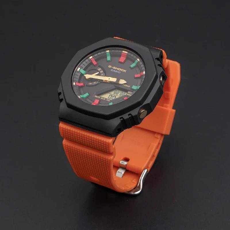 Eik Gummireim For Casio G-Shock GA-2100 GM-2100 Hurtigutløser TPU Resin Herre Sport Dykkerklokkereim Armbånd Tilbehør 16mm