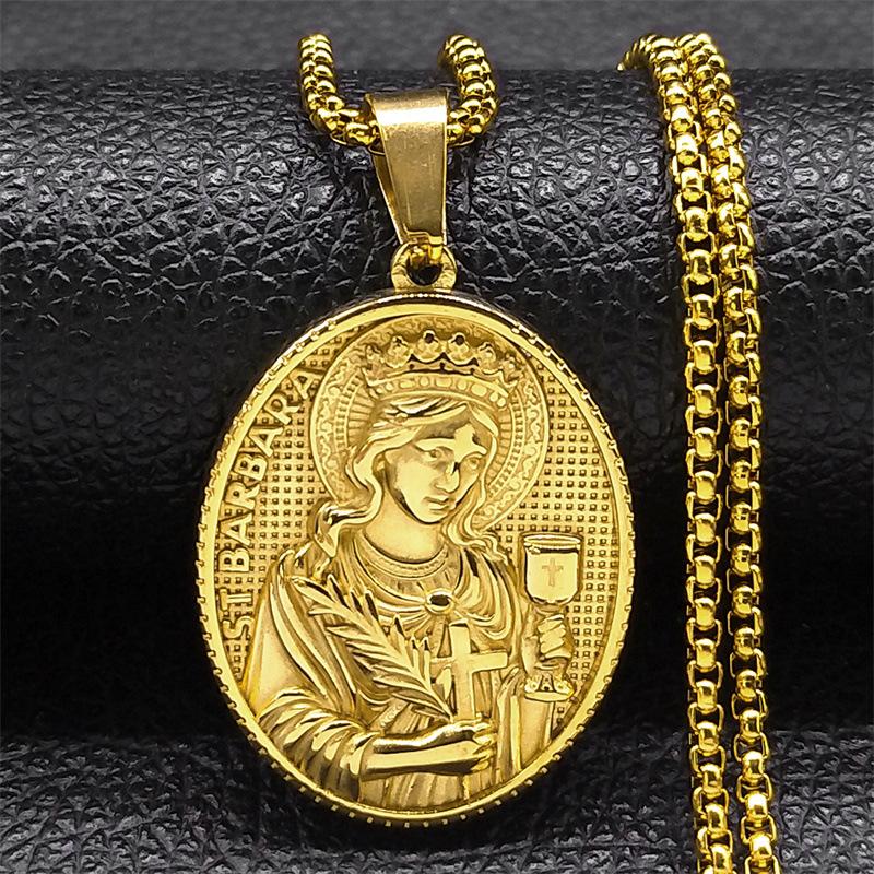 Vintage Trend Stainless Steel Maria Necklace Hip Hop Pendant Accessories