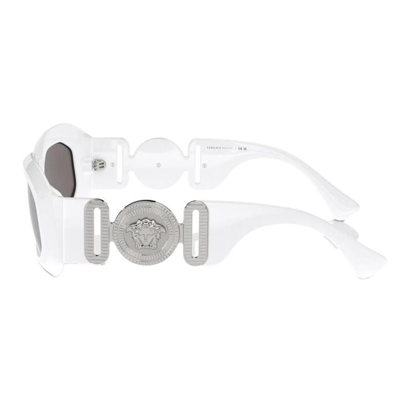Versace Temple Logo Acetate Irregular Sunglasses Men's White 13076514 VE4425U-white 54