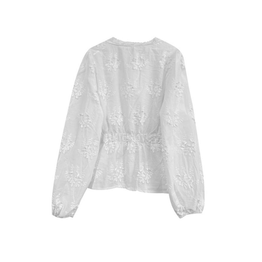 Women's Fashion Casual Spring Autumn Solid Color Print Long Sleeve V-Neck Blouses & Shirts