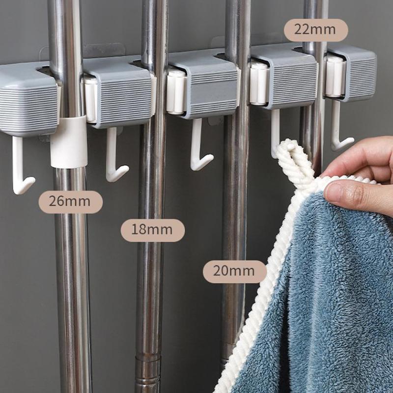 Suporte de esfregão de parede Suporte de vassoura multifuncional Prateleira de armazenamento de cozinha em casa Banheiro Tubo de sucção pendurado Ganchos sem rastros