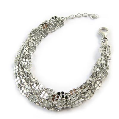 [N3379] - Silver 'Cléopatra' Silver Bracelet (rhodium-plated) 5 Rows