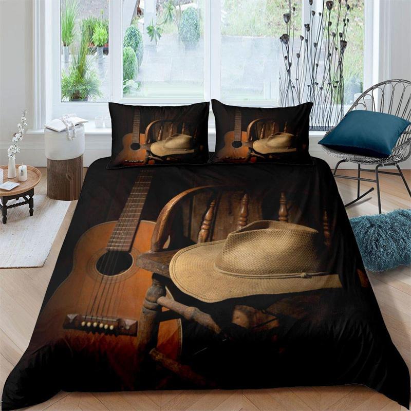 Western Cowboy Duvet Cover Rodeo Cowboy Riding Bull Horse Bedding Set Full For Boys Teen Microfiber Farmhouse Style Quilt Cover