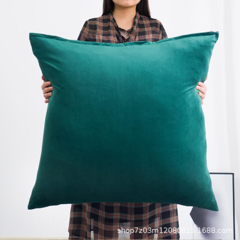 Soft Velvet Large Square Pillow Cover Sofa Cushion Living Room Back Bedside Cushions Case Protector Solid Color 80x80CM