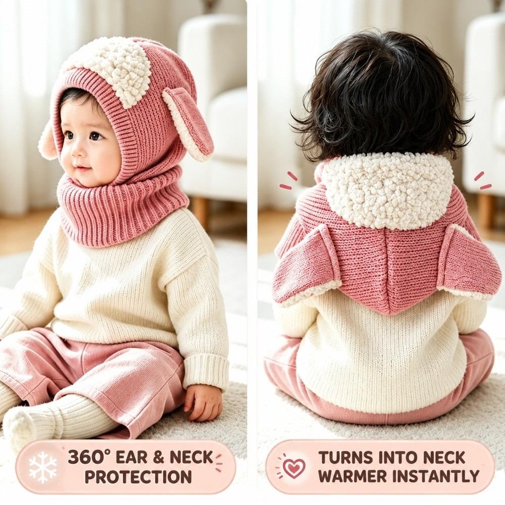 Plush Fabric Baby Shawl Cartoon Puppy Hood Scarf Soft Touch Toddler Cloak Outdoor Wear
