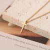 European Style Women's Stainless Steel Cross Pendant Necklace - Personalized, Versatile, Simple Polished Titanium Steel Clavicle Chain