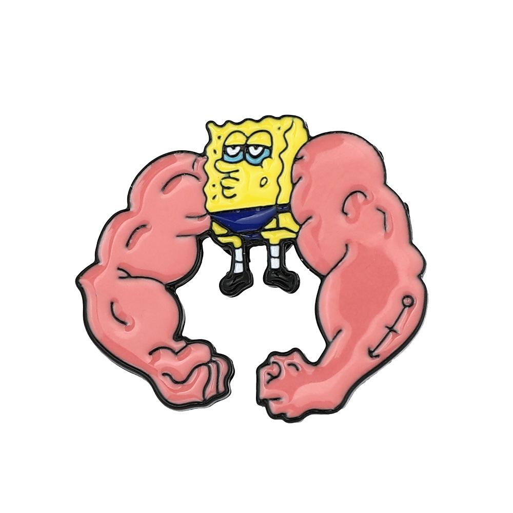 Creative European and American Popular SpongeBob SquarePants Patrick Star Funny Happy Cute Metal Badge, Brooch