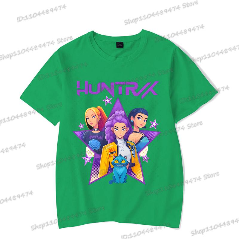 Vintage Kpop Demon Hunters Anime T-shirt Rumi Zoey Mira Print T Shirt Harajuku Cartoon Kpop Demon Hunters Teenage Girls Tshirts