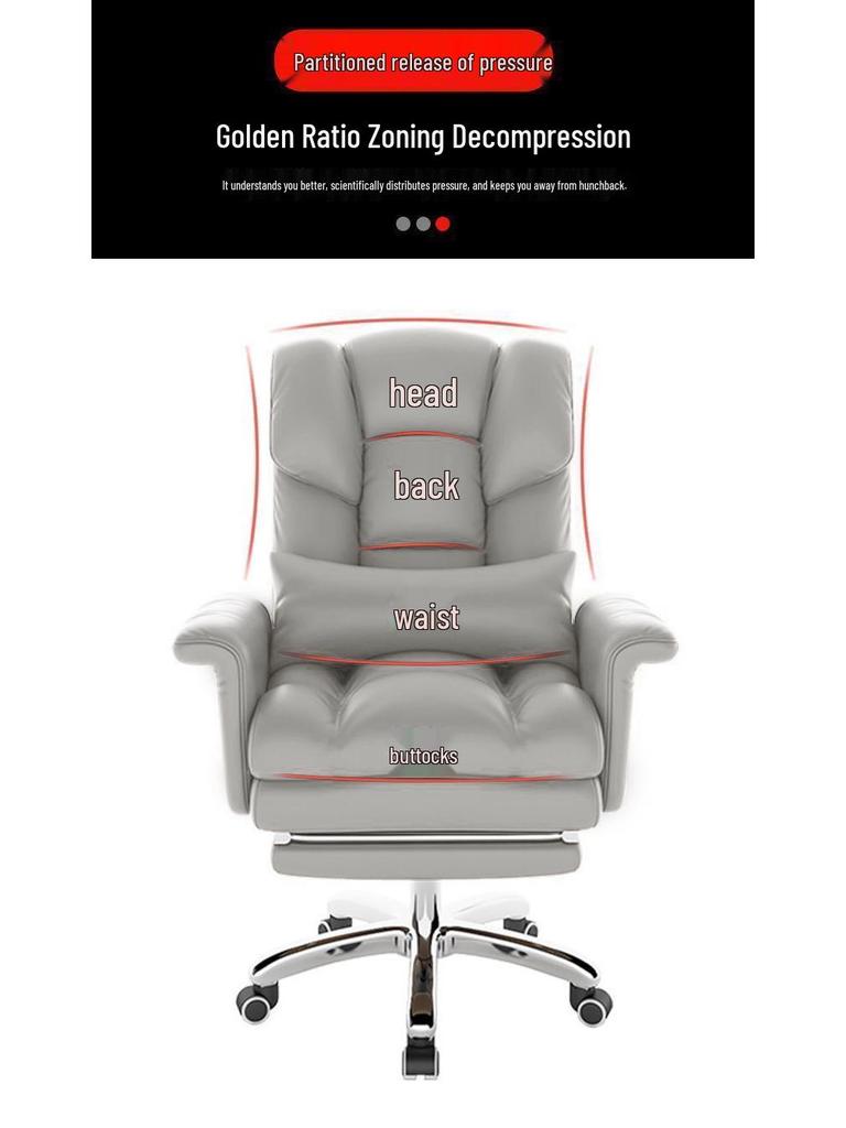 Comfortable Leather Reclining Office Chair with Adjustable Backrest
