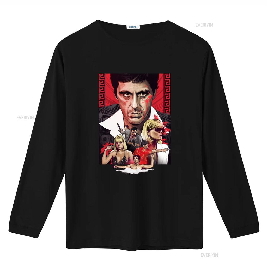 Vintage Classic Scarface Gangster Movie Print Casual T Shirt Vintage Washed Homme Stretched Versatile Unisex Fashion Slightly