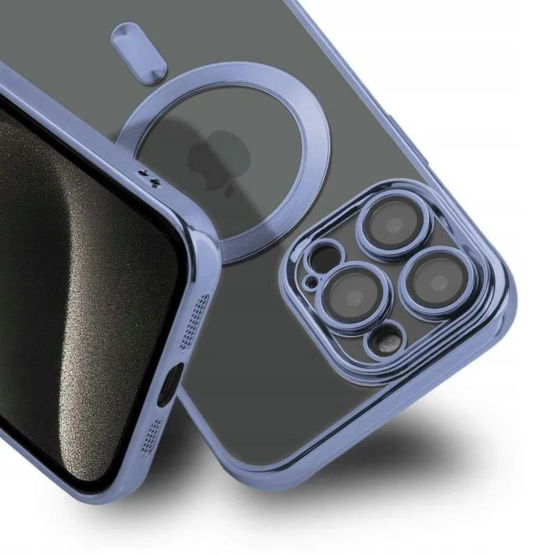 Case For Iphone 15 Pro Magsafe Reinforced Case Blue Case + Glass