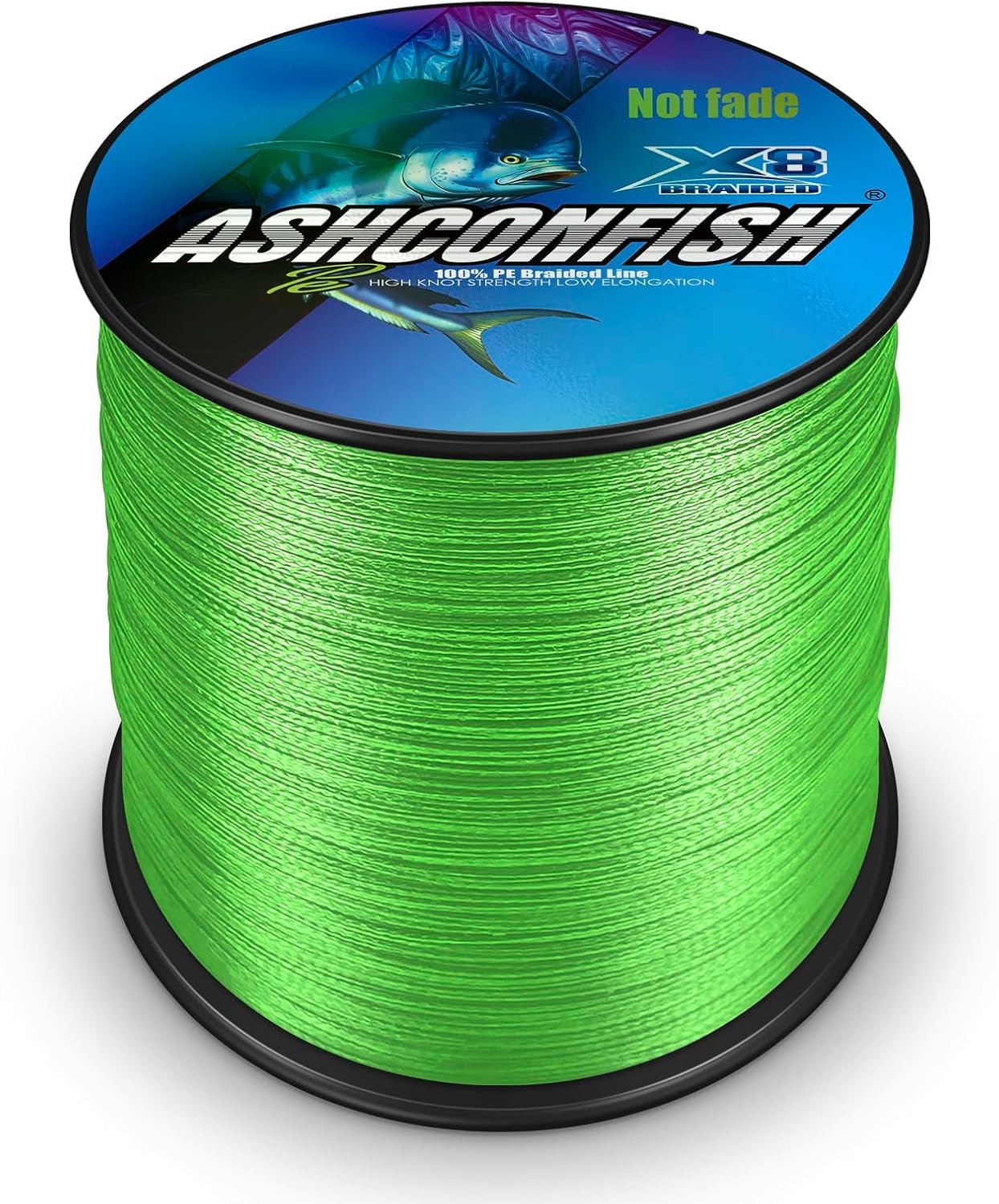 

Ashconfish PE Fishing Bright Sizes Line, 8-Strand, 1000m, Green, Fade-Resistant, 1-10