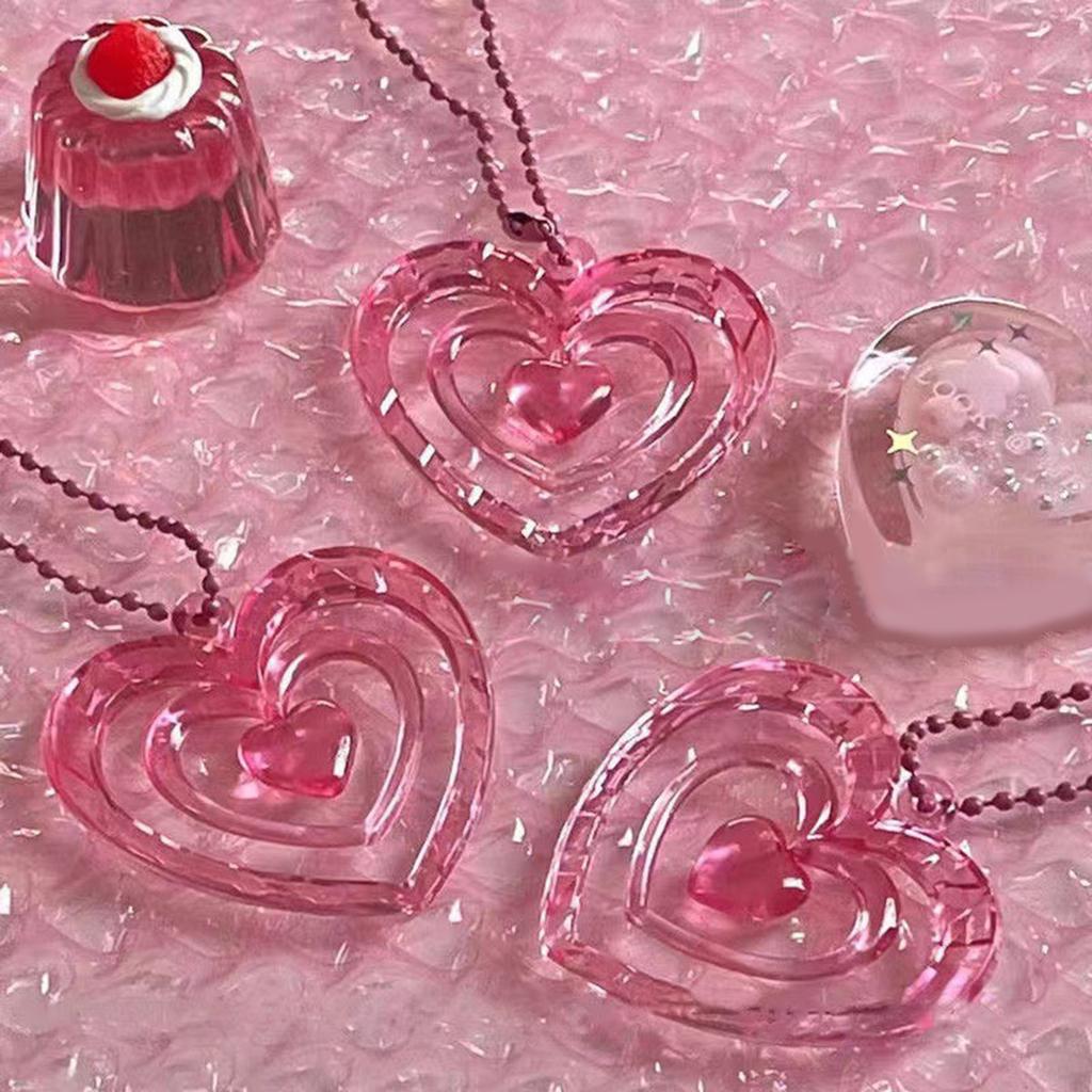 Cute Love Heart Keychain Car Key Chain Ring Heart Pendant Keyrings Party Favor for Handbag Purses Bag Wallet-Decoration