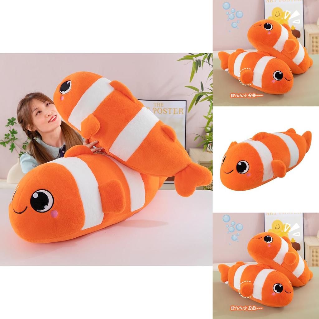 Plush Clownfish Toy Ocean Animal Stuffed Fish Cushion For Kids Playroom Decor