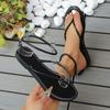 Fashion Women's Narrow Band Pinch Toe Flat Slippers 2025 Summer New Roman Shoes Open Toe Beach Sandals Plus Size 43 Zapatos De Mujer