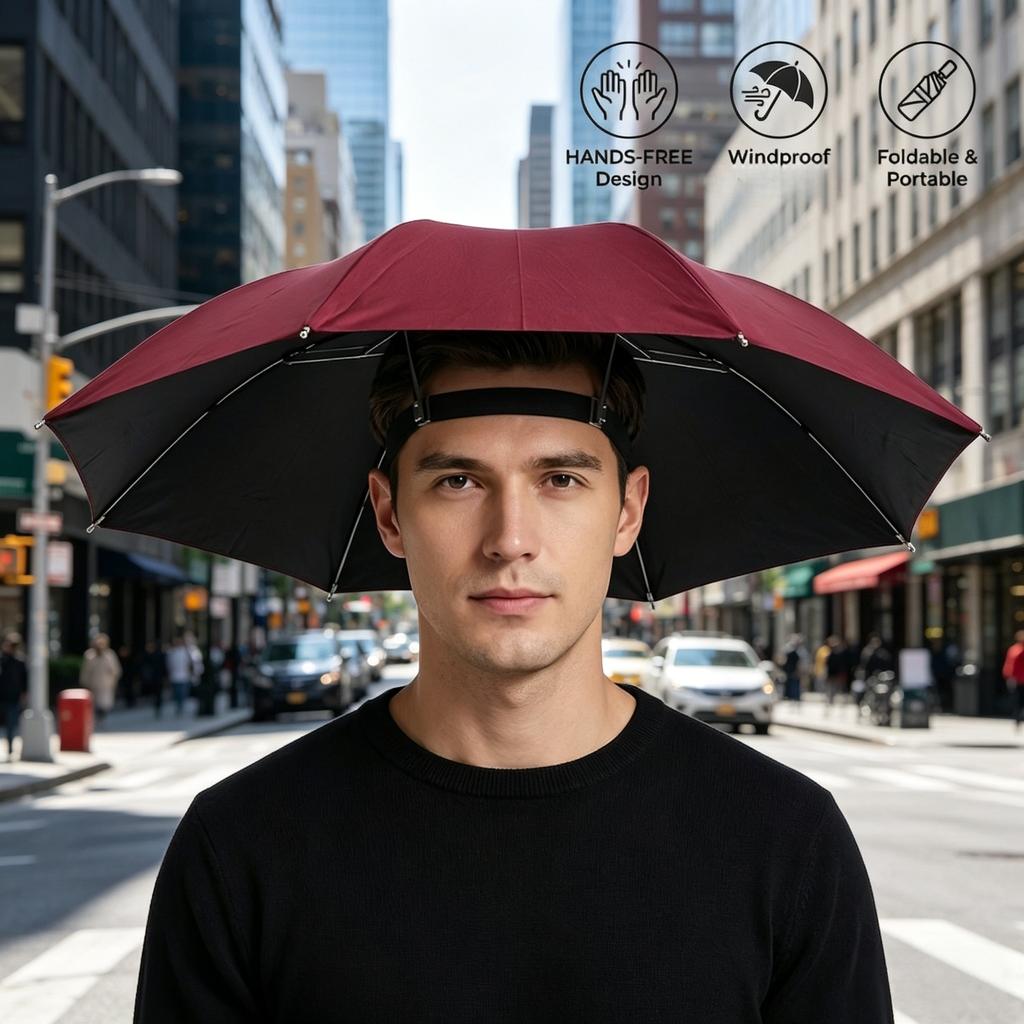 Head Mounted Umbrella Cap, Comfortable Headband, Suitable for Fishing, Outdoor Activities, and Gardening Work