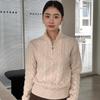 Women's High Neck Twisted Cashmere Sweater 2024: Retro Half-Zip Knitwear, Thickened Wool, Autumn/Winter Collection