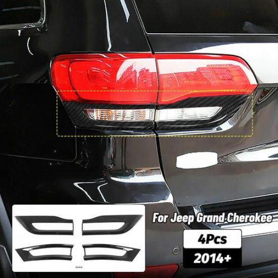 Taillight Lamp Frame Cover Trim Bezels for Jeep Grand Cherokee 2014+Carbon Fiber