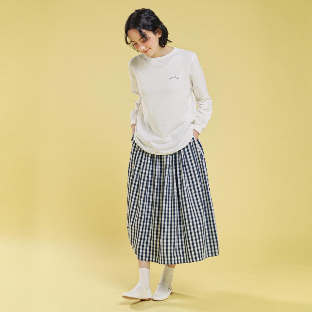 CHIQUITA Ribbed Sleeve T-Shirt (Cotton) Ivory 241602Siv