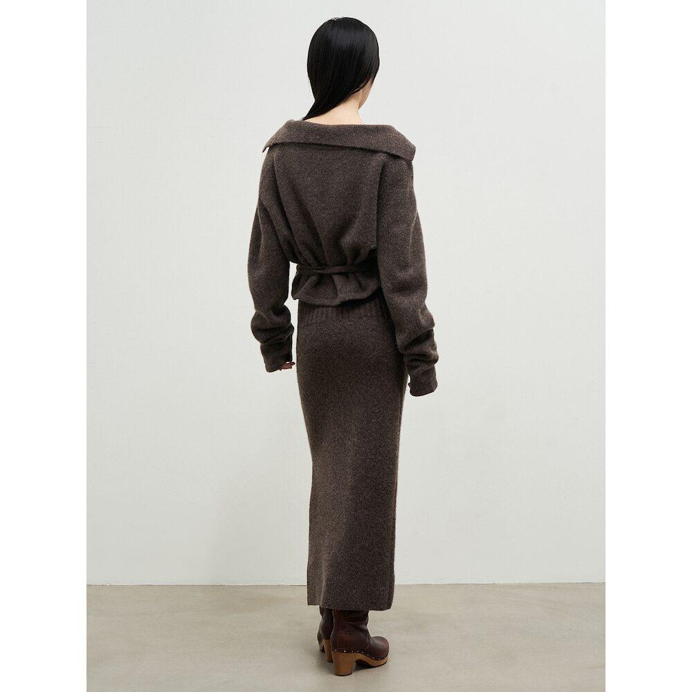 Anggae Llama Blend Long Skirt Brown