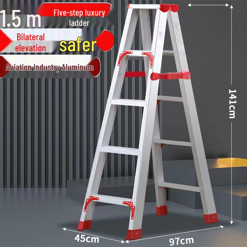 Extra Thick Aluminum Alloy Folding Herringbone Ladder for Home and Engineering Use