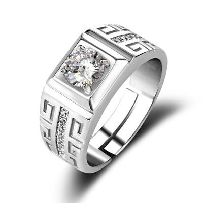 S925 Silver Ring Couple Ring Women's Diamond Ring Zircon Open Wedding Ring Domineering Men's Ring