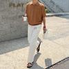 Simple Retro Knitted Shirt Short-sleeved Men's Summer Loose Casual Half-sleeved Trend Lapel T-shirt