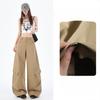 Women's High Waist Loose Fit Wide Leg Long Pants Multi Pocket Cargo Pants Bottoms