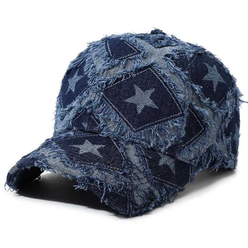Washed Denim Baseball Cap Men'S Retro Retro Checkerboard Cap Hip Hop Trend Hat