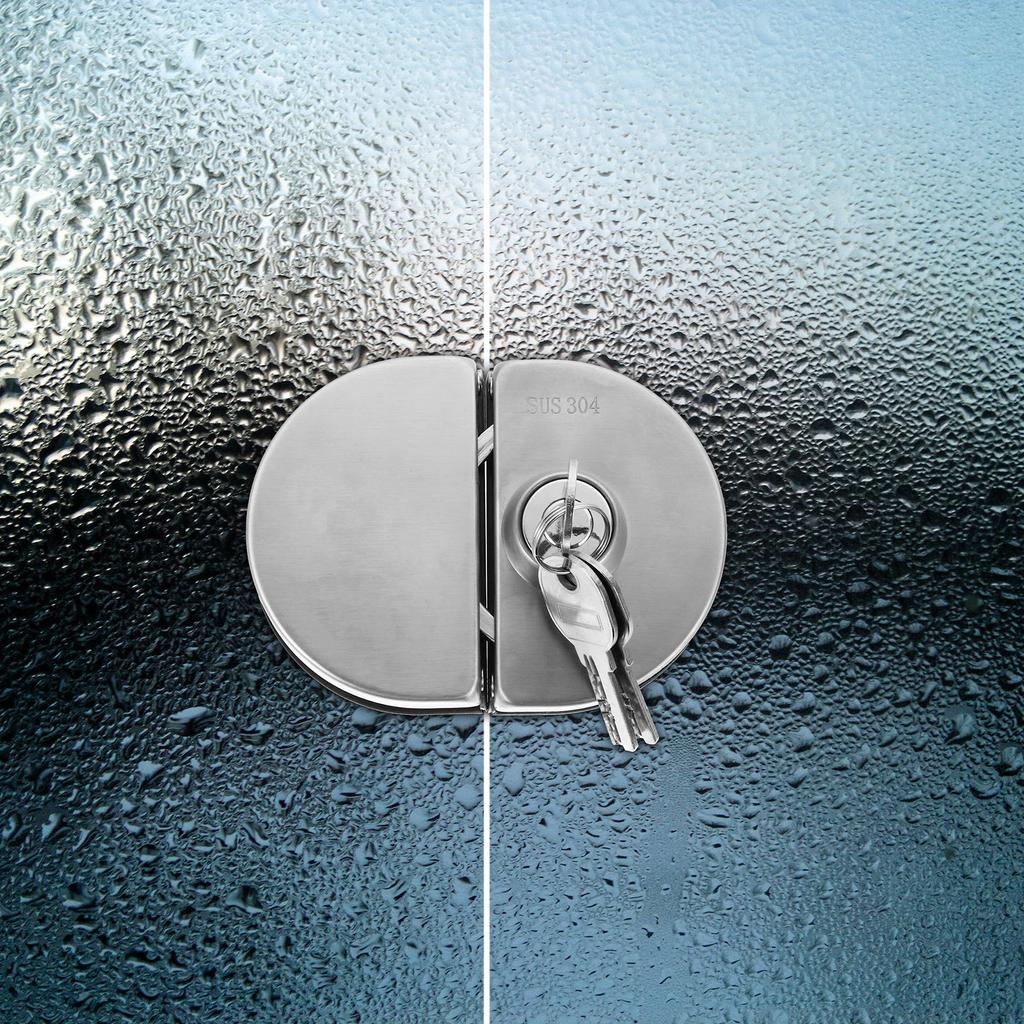 Stainless Steel Double Bolt Glass Door Lock Fit 10-12Mm Thickened Tempered Doors Anti-Theft Safety Catch for Office Family