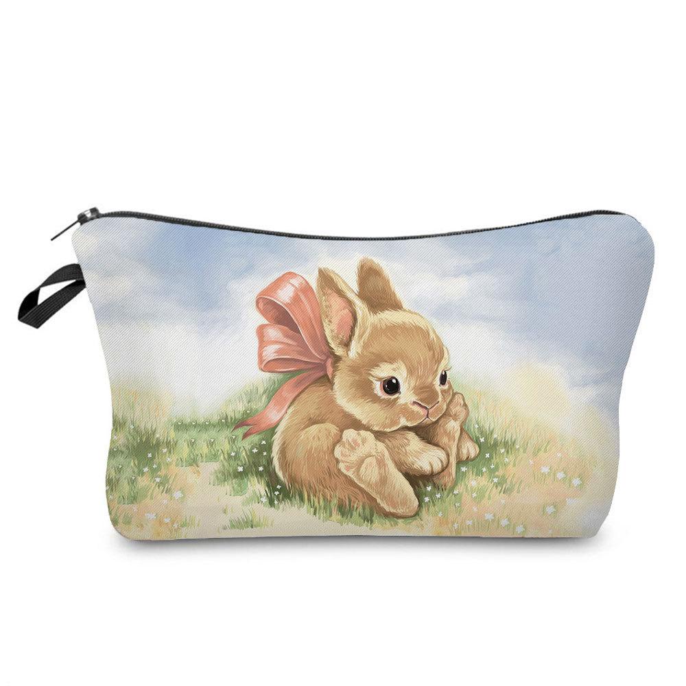 Women Rabbit Print Cosmetic Bag Toiletries Organize Travel Storage Case  6412 KTB