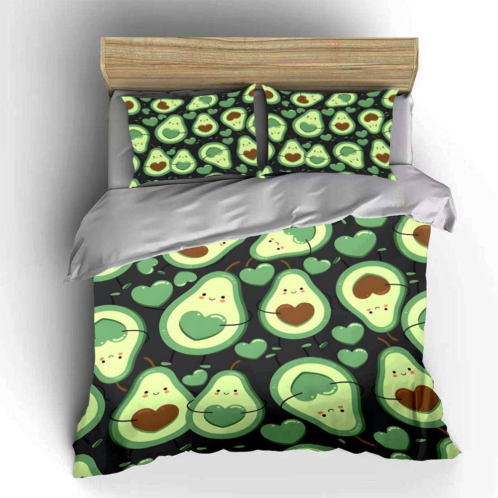 Avocado-Themed Cozy Three-Piece Set  Kid'S And Adults' Bedroom Decor, Exquisite Three-Piece Bedding Set Gift