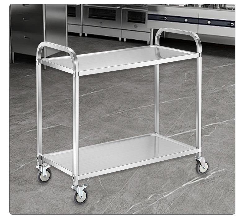 Stainless Steel Two-Tier Mobile Dining & Serving Cart