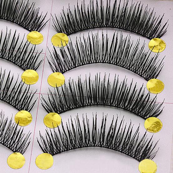 10 Par Handgjorda Långa Tjocka Korsande Lösögonfransar Smink Ögonfransar Förlängning