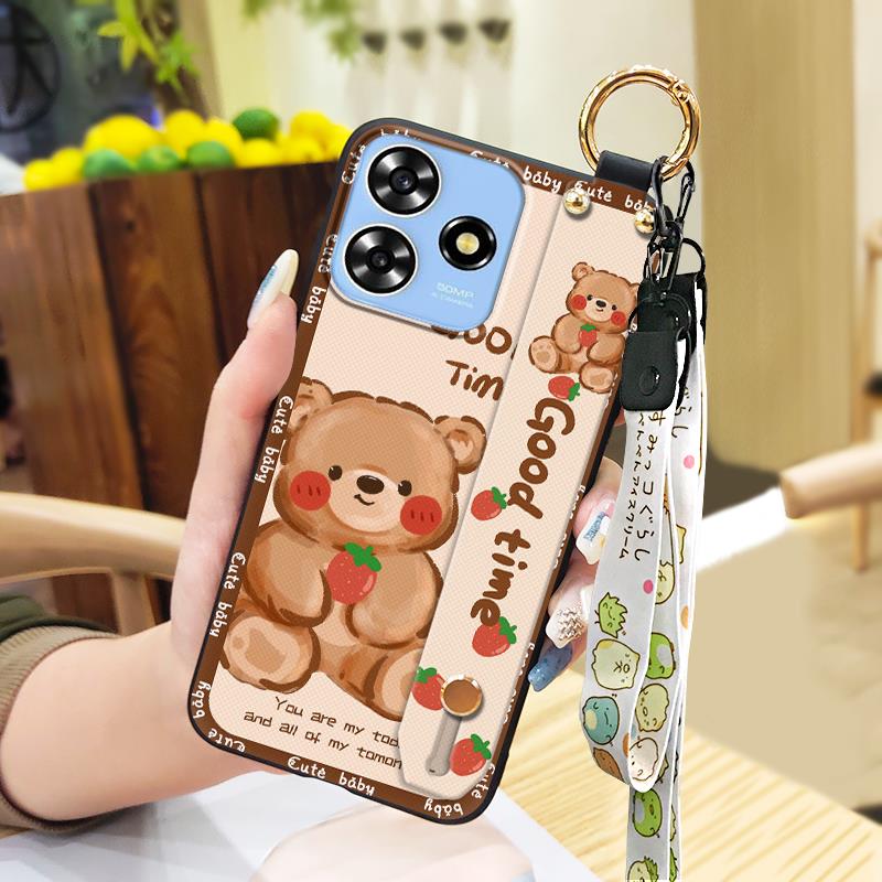 Back Cover Cartoon Phone Case For ZTE Blade A73 4G/V50 Smart Cute Kickstand Wristband Shockproof Waterproof Soft case