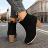Autumn and Winter New Round Toe Solid Color High Heel Short Tube Side Zipper Fashion Boots Women