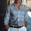 Camicia da Uomo con Collo a Revers e Bottoni Estate Design Casual Spiaggia Manica Lunga Comoda a Quadri Color Block Abbigliamento da Uomo Top