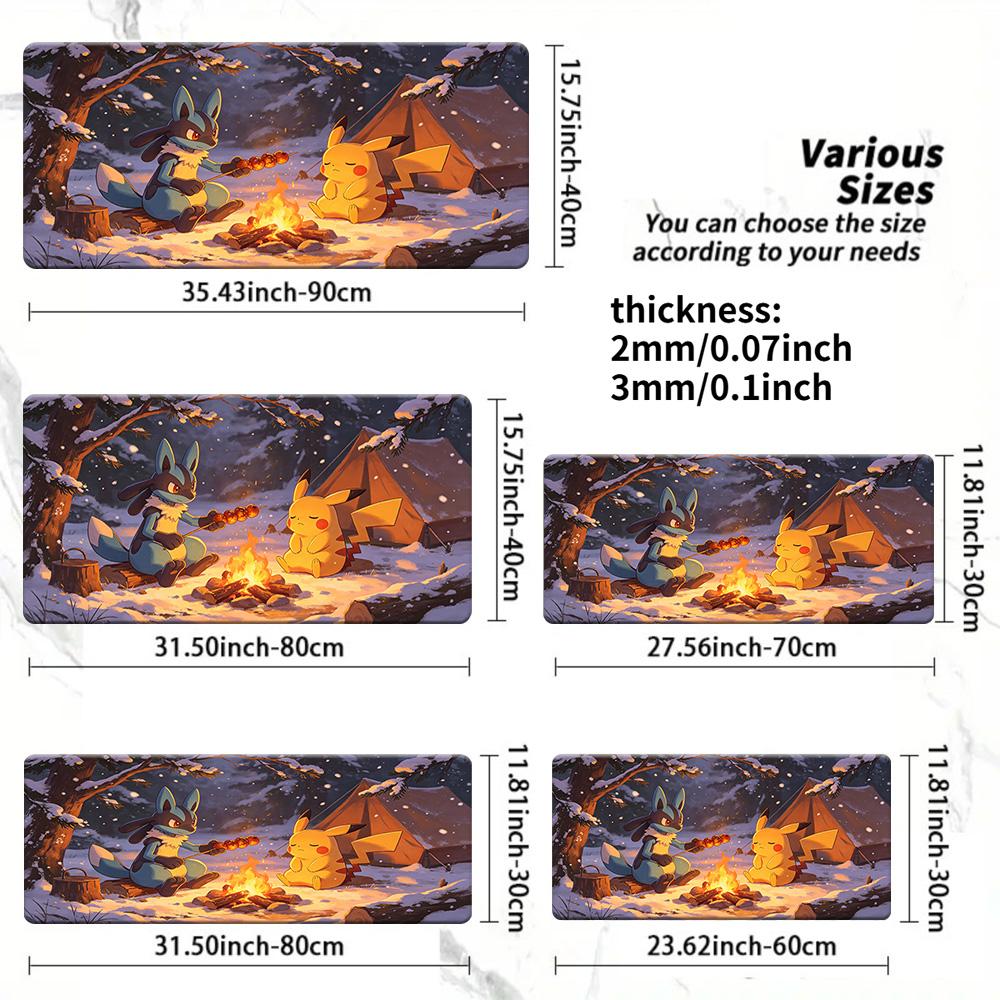 Ash Bulbasaur Evolution Aurora Ice Cave TCG Playmat NonSlip Desk Mat 30x80x0.2cm