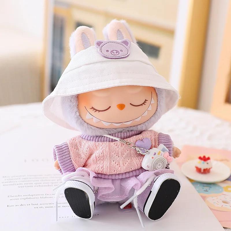 Labubu Sweater JK Dress Set Cozy Outfit for 17cm Vinyl Dolls Trendy Schoolgirl
