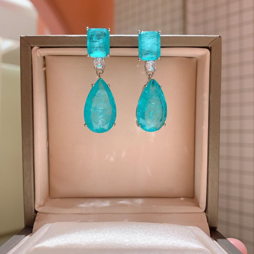 Geometric Copper Drop Earrings With Zirconia Embellishments For Elegant Women