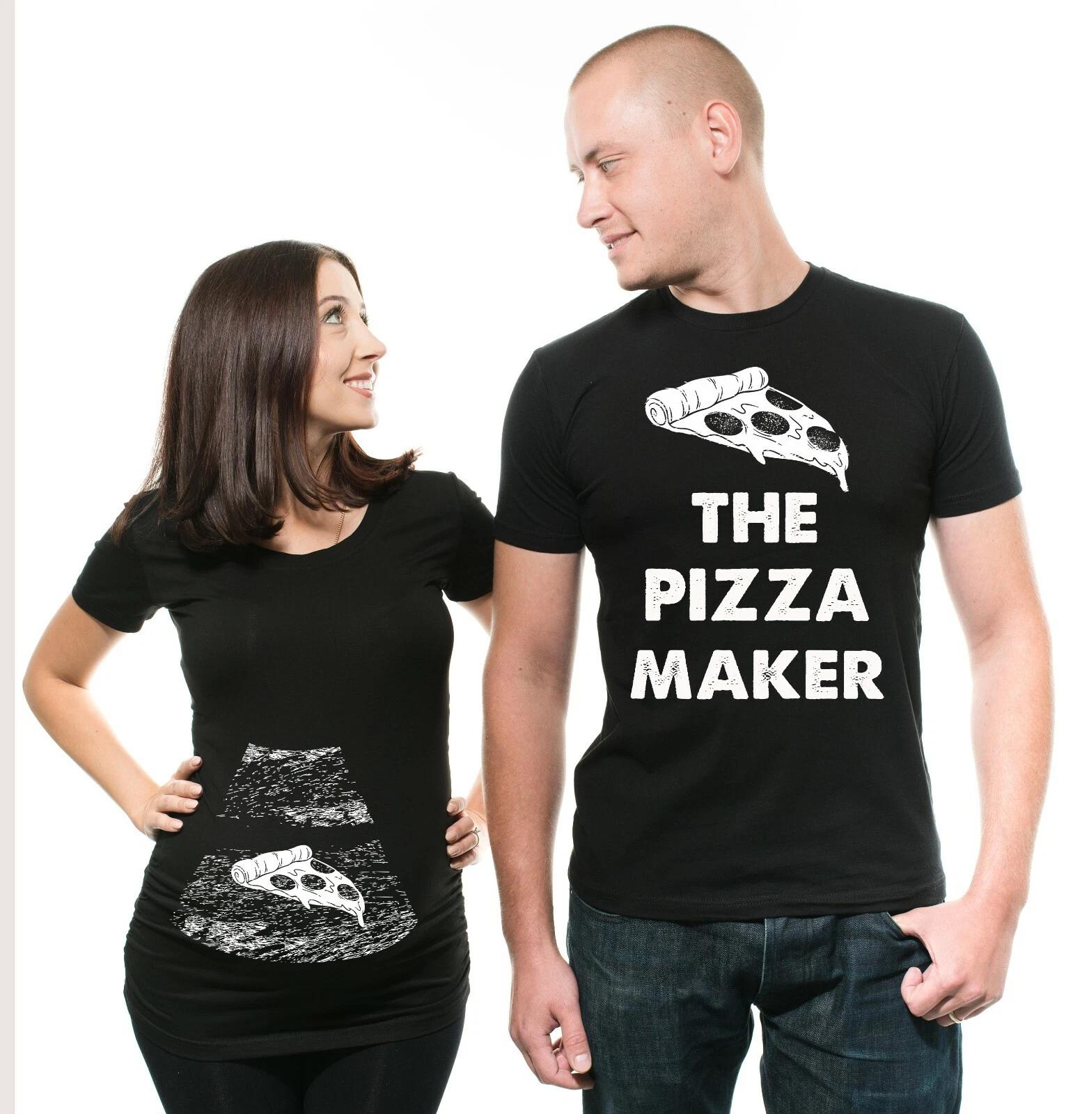 

Couple maternity Shirts Dad Maternity Mom pregnancy Ultra Sound Pizza tshirt XL