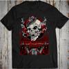 Men's Vintage-Inspired Social Distortion Cotton T-Shirt Soft Stretchy Black Skull Graphic Tee Bold Red Accents Casual Streetwear