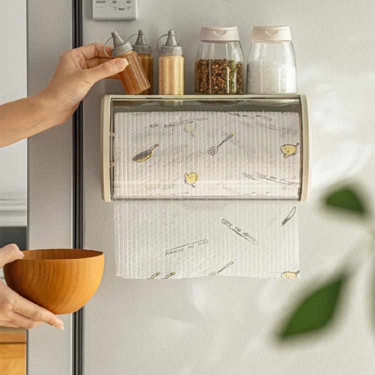 Kitchen Tissue Organizer Wall Mounted Paper Towel Dispenser Clear Napkin Holder