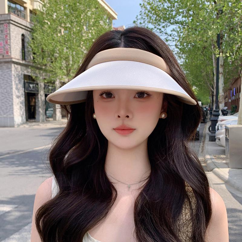 Women's Summer Wide Brim Visor Hat - Sun Protection Breathable Outdoor Cycling Face-slimming Sun Hat