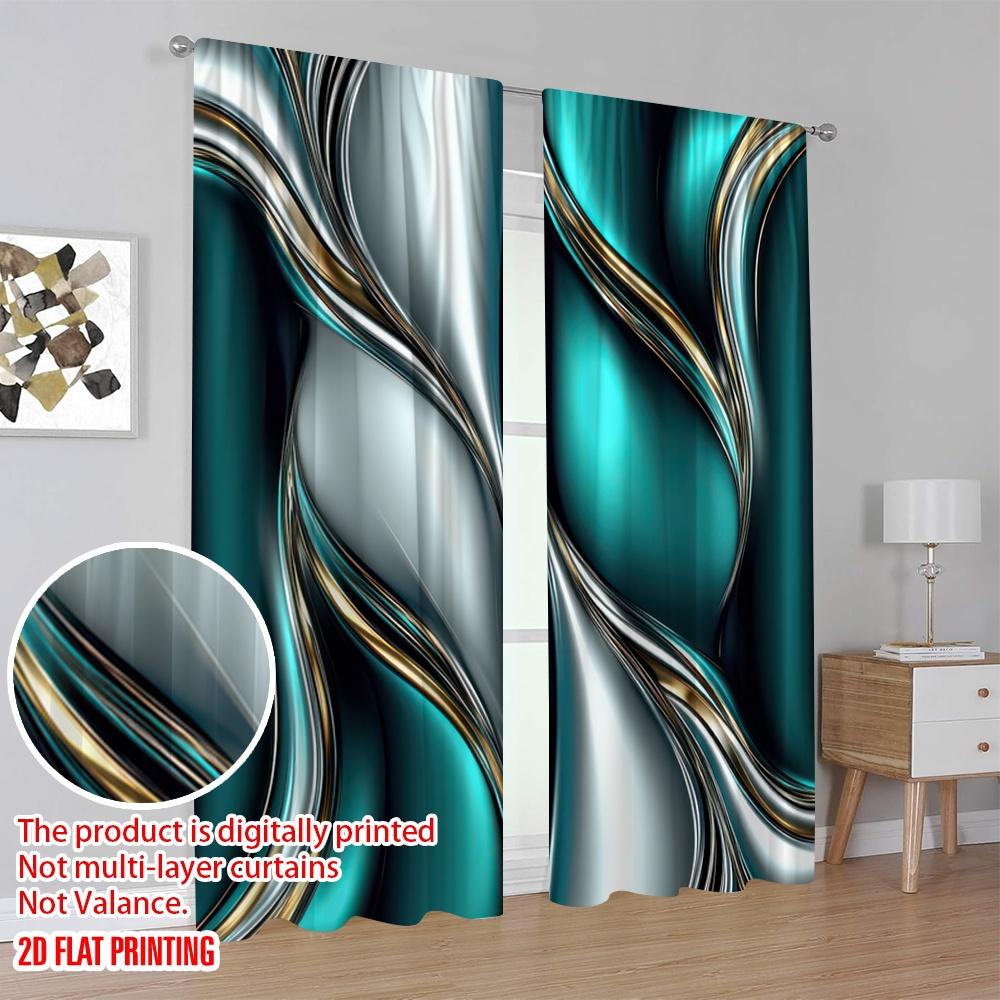 2 Stück 2D-Flachdruck Elegante Moderne Dunkelgrün Grau Druck Vorhänge Spezielles Design Für Wohnzimmer Schlafzimmer Und Arbeitszimmer Maschine