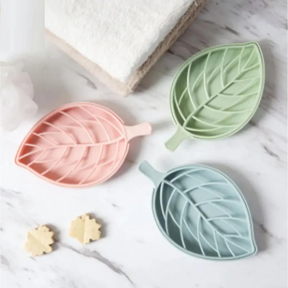 

Newest Creative Double Soap Box Plastic Asphalt Soap Rack Large Holder Leaves Rack Box Bathroom Accessories синий